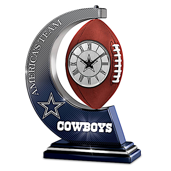 Dallas Cowboys Table Clock With Rotating Football