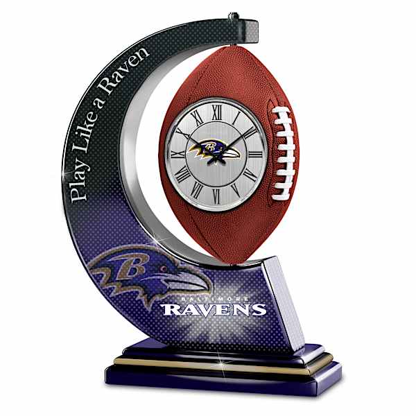 Baltimore Ravens Table Clock With Rotating Football