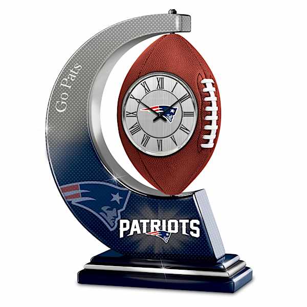 New England Patriots Table Clock With Rotating Football
