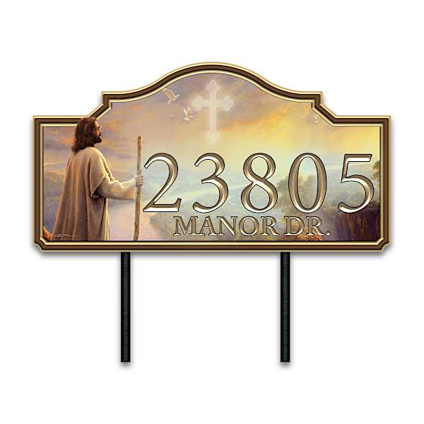 Greg Olsen's Jesus Art Personalized Outdoor Address Sign