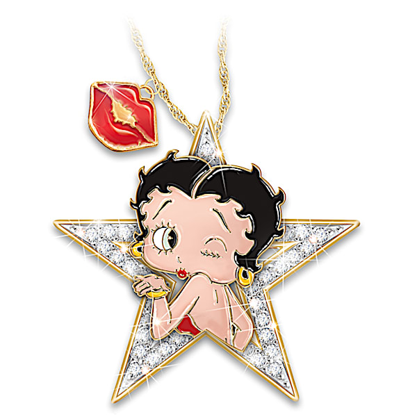 Betty Boop Movie Star Enamel And Crystal Pendant Necklace