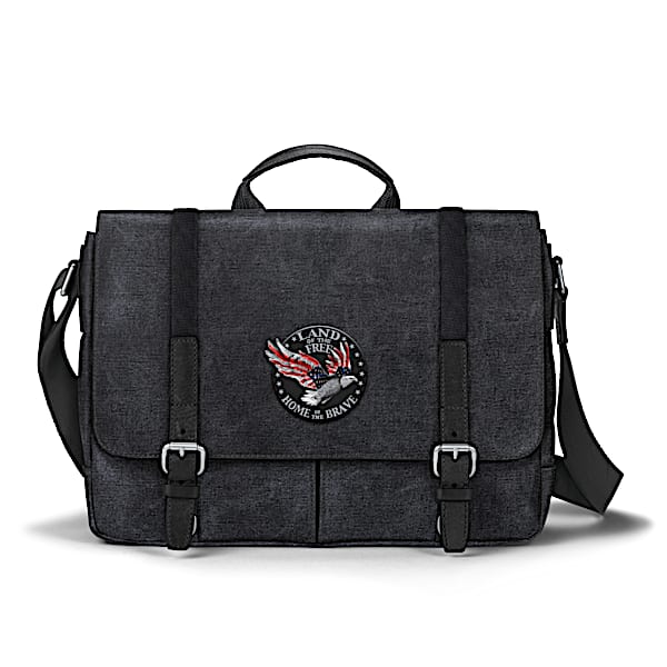 Patriotic Eagle Messenger Bag With Applique Patch