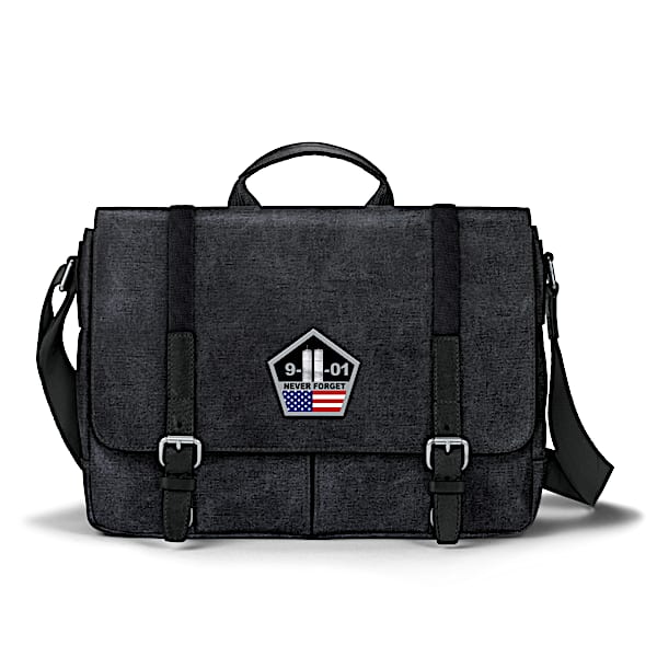 9/11 Never Forget Canvas Messenger Bag With Applique Patch
