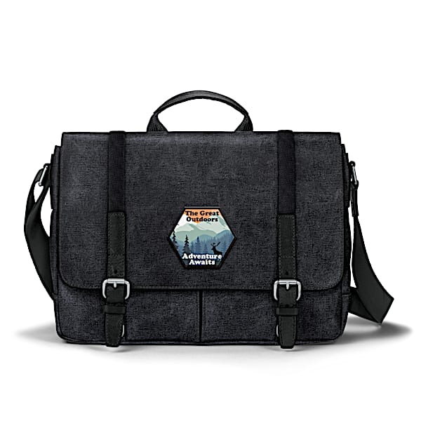 Great Outdoors Men's Black Washed Canvas Messenger Bag