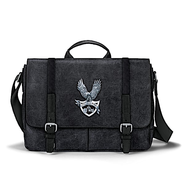 Live To Ride Men's Black Washed Canvas Messenger Bag