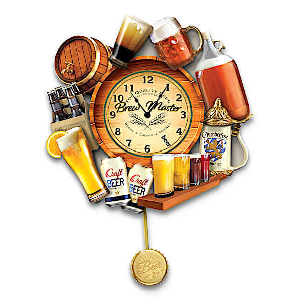 Brew Time Sculptural Wall Clock With Realistic Glassware