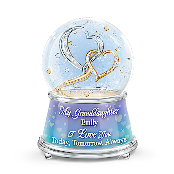 My Heart, My World Glitter Globe With Granddaughter's Name