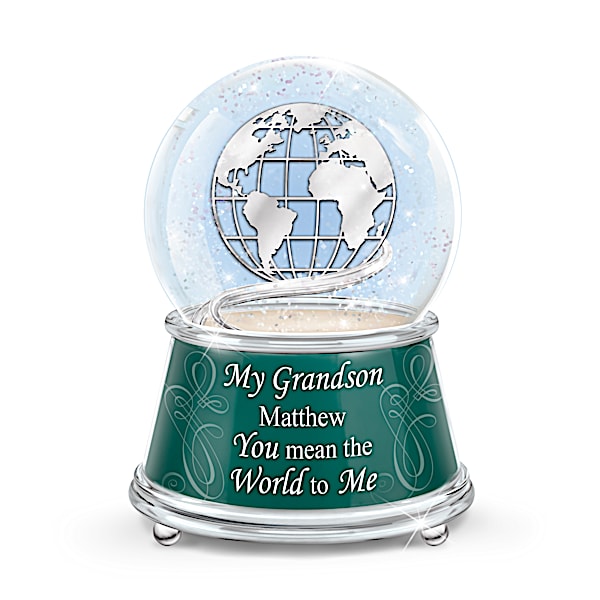 My Heart, My World Glitter Globe With Grandson's Name
