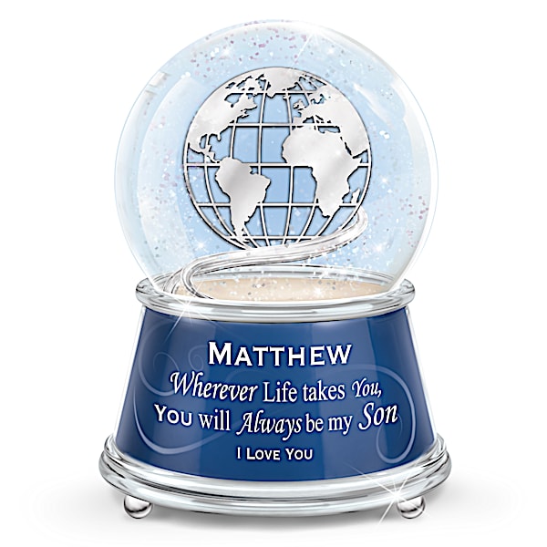 My Heart, My World Son Personalized Musical Glitter Globe