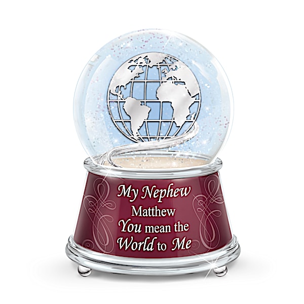 Nephew Musical Glitter Globe Personalized With His Name