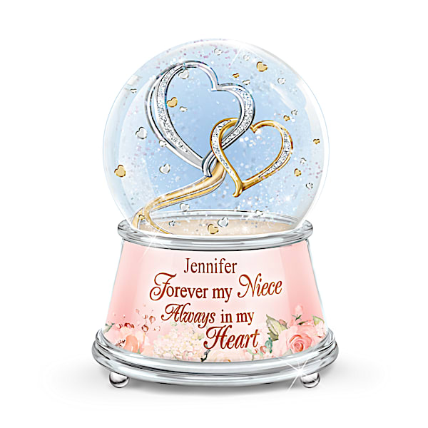 My Heart, My World Glitter Globe With Your Niece's Name