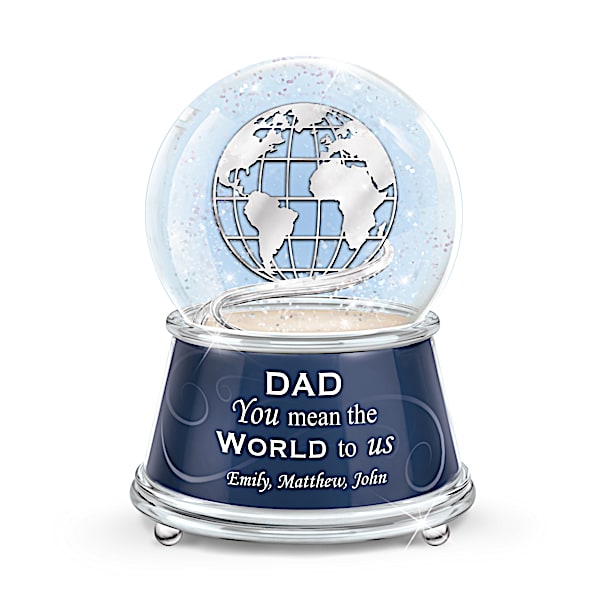 Musical Glitter Globe For Dad With His Children's Names