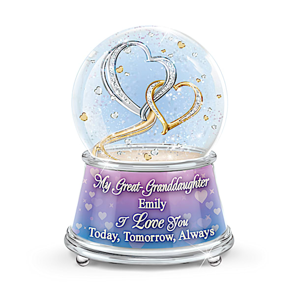 Great-Granddaughter Musical Glitter Globe With Her Name