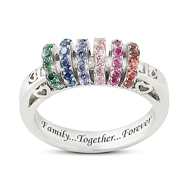 Family Together Forever Personalized Crystal Birthstone Ring