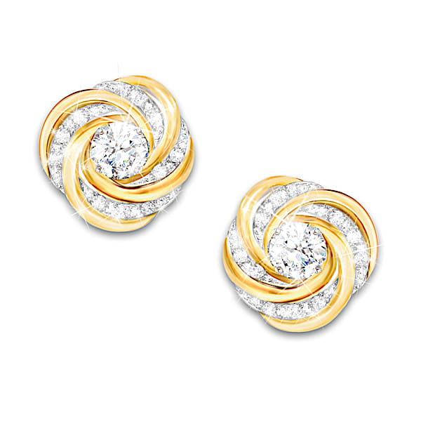 Love Knot 18K Gold-Plated White Topaz Earrings
