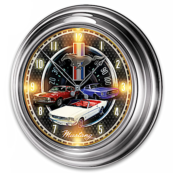 Ford Mustang Illuminated Atomic Wall Clock
