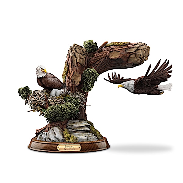 Soaring Guardian Levitating Eagle Sculpture With Nest
