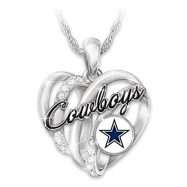 Dallas Cowboys Necklace With Enameled Logo & Crystals