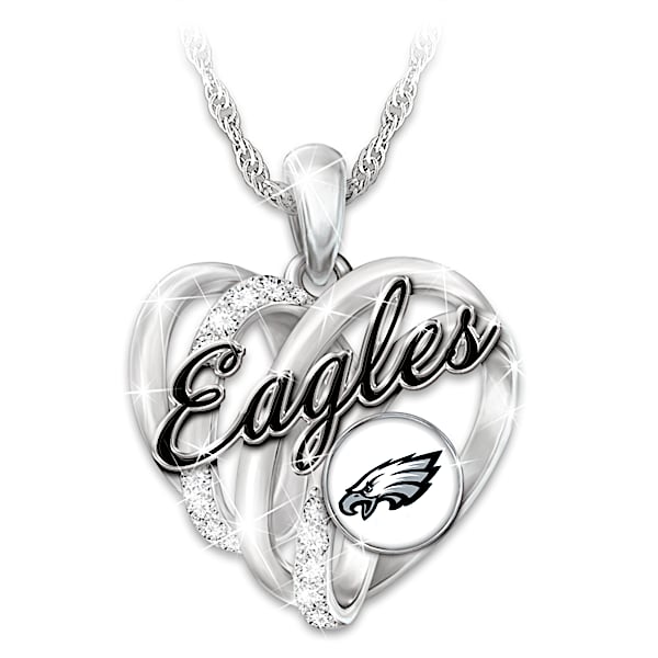 Philadelphia Eagles Necklace With Enameled Logo & Crystals