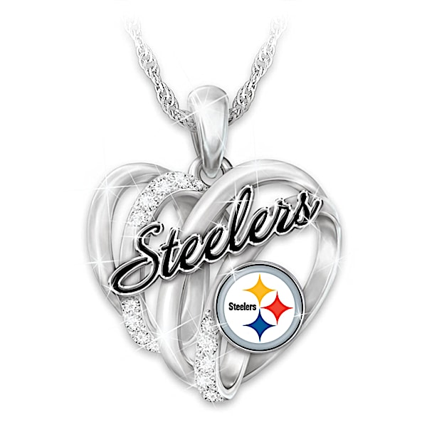 Pittsburgh Steelers Necklace With Enameled Logo & Crystals