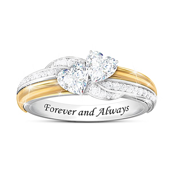 I Love You Forever White Topaz Ring With Kisslock Design