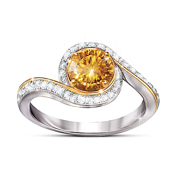 Golden Rays Citrine And Topaz Gemstone Ring