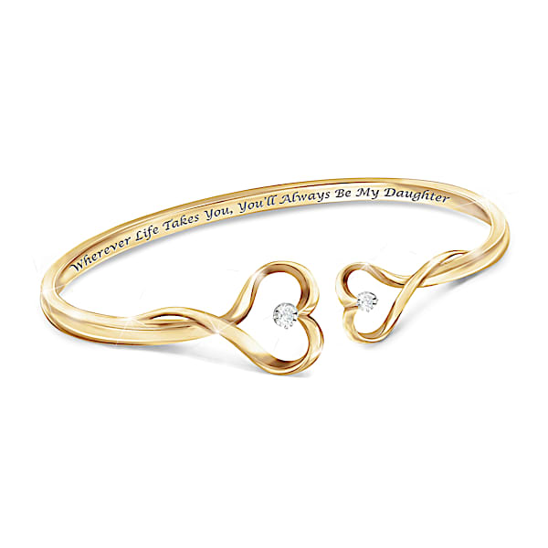 Always My Daughter Engraved Diamond Bangle Bracelet