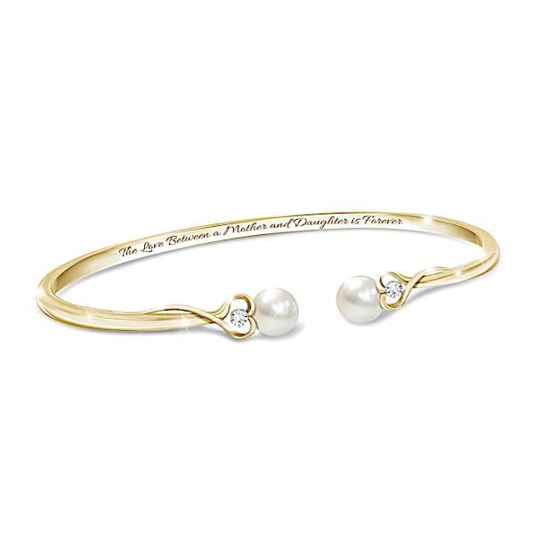 Diamond And Mother-Of-Pearl Bangle Bracelet For Daughter