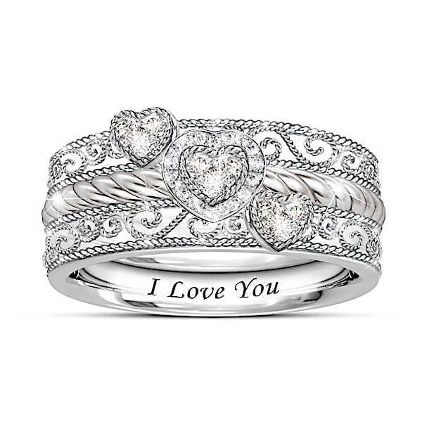 Love Grows 3-Band Genuine Diamond Stacking Ring