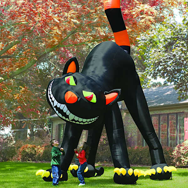 Two Story Inflatable Cat With Swaying Head And Glowing Eyes