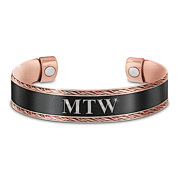 Strength From Within Solid Copper Monogrammed Bracelet