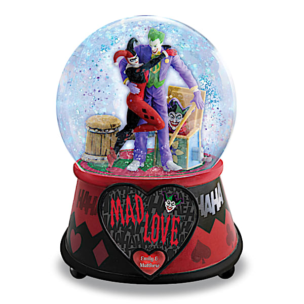 The Joker And Harley Quinn Musical Glitter Globe With Names