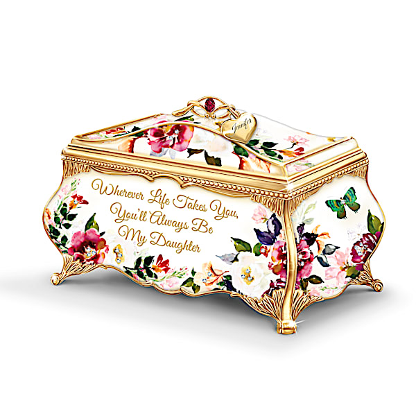 Porcelain Music Box For Daughters With Name-Engraved Charm
