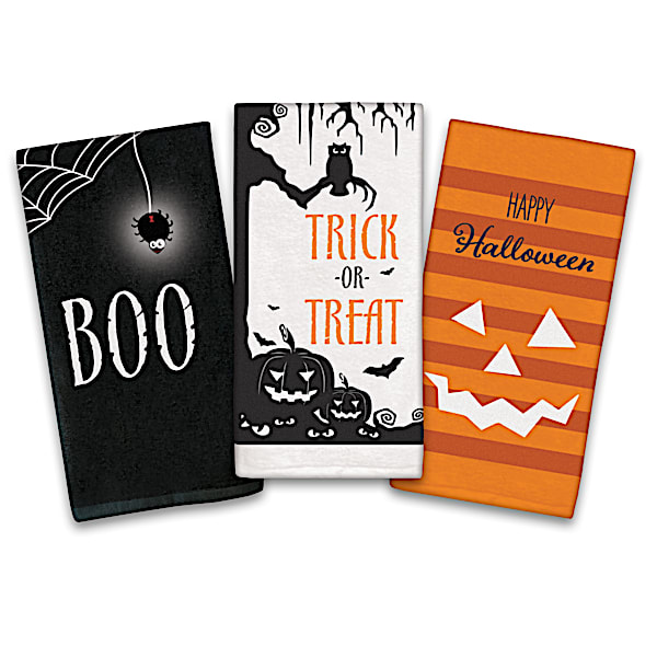 Halloween Spook-tacular Set Of 3 Kitchen Hand Towels