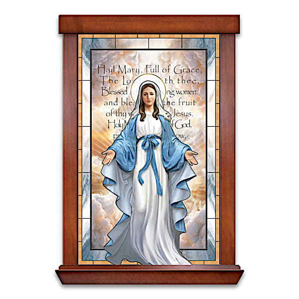 Mary's Grace Illuminated Stained-Glass Wall Decor
