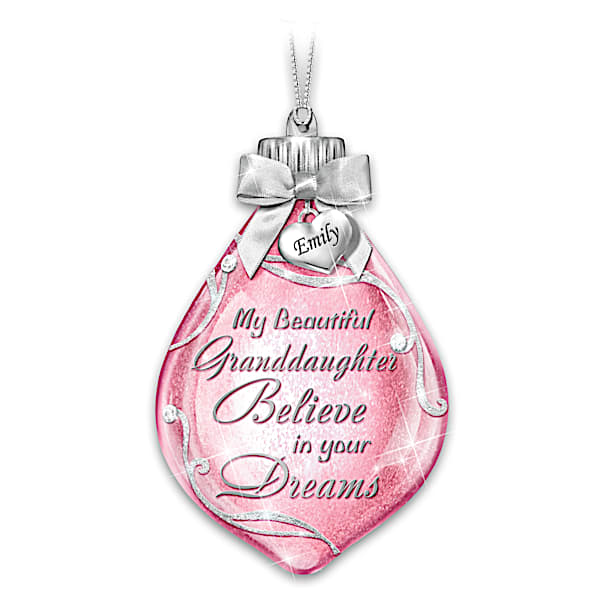 Light-Up Glass Ornament Personalized For Your Granddaughter