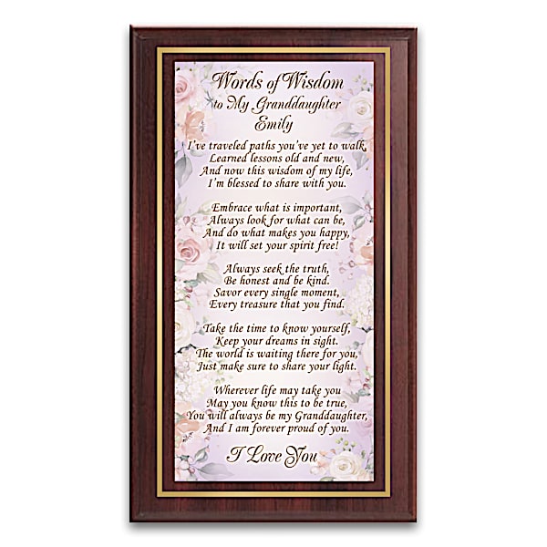 Words Of Wisdom Wall Plaque Personalized For Granddaughters