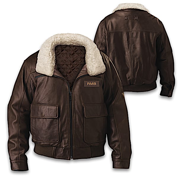 Leather Aviator Men's Jacket Monogrammed With Initials