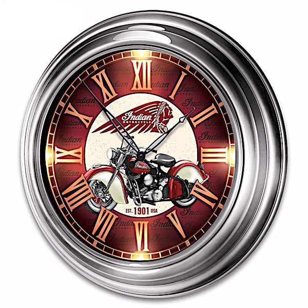 Indian Motorcycle Light-Up Atomic Wall Clock