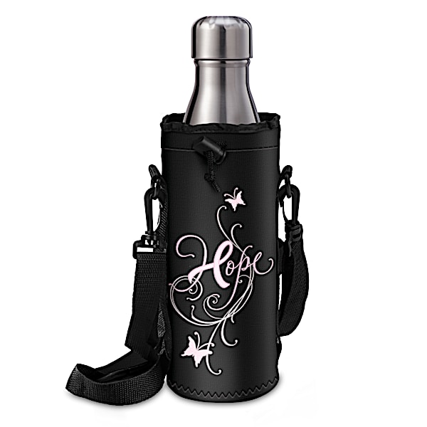 Breast Cancer Awareness Bottle Carrier With Water Bottle