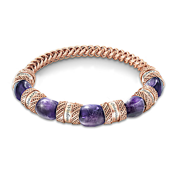 Strength Of Amethyst Copper Stretch Bracelet