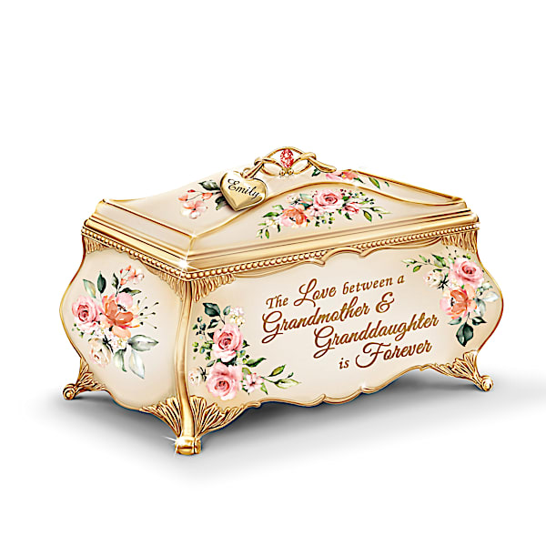 Granddaughter Porcelain Music Box Personalized With Her Name