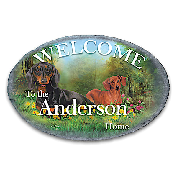 Dachshunds All-Weather Personalized Welcome Sign