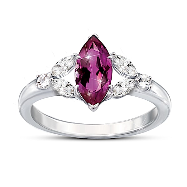 Beauty Of Love White Topaz And 1 Ct. Rhodolite Garnet Ring