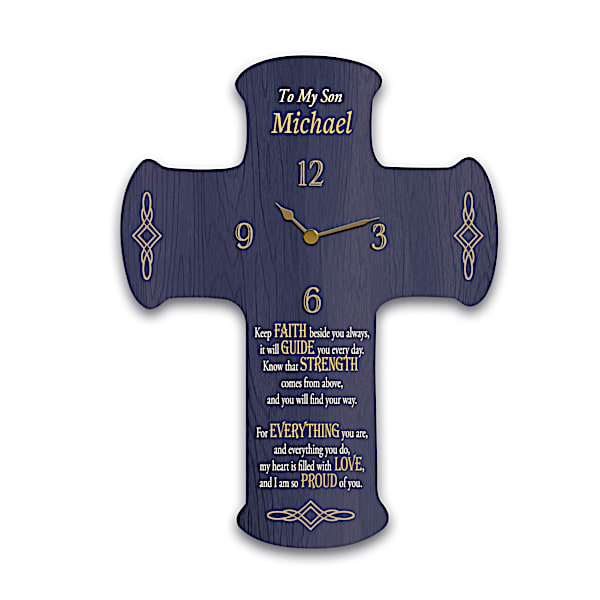 Blessed Son Wall Clock Personalized With Your Son's Name