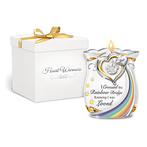 Rainbow Bridge Personalized Pet Remembrance Candleholder