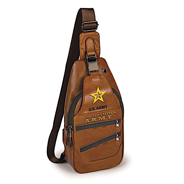 Army Faux Leather Crossbody Sling Bag With Embroidered Patch