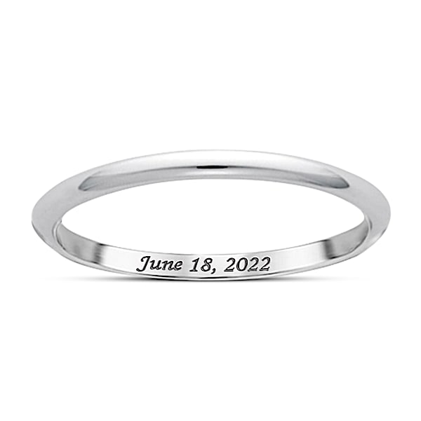 A Love Like No Other Women's Romantic Platinum Plated Wedding Ring Personalized With Your Choice Of 2 Names, A Date Or Message E