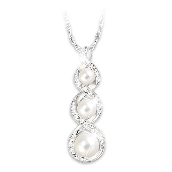 Cultured Pearl Infinity Pendant Necklace For Granddaughter