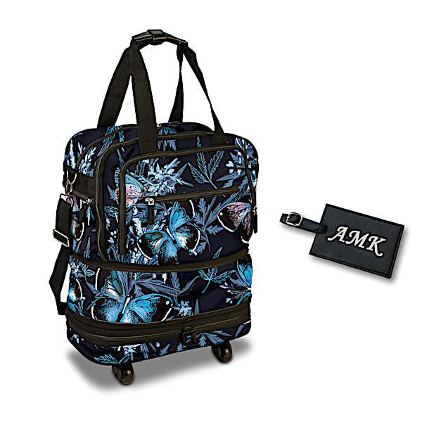 On My Way Personalized Butterfly Print Rolling Travel Bag